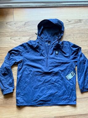 NWT Cabo Navy Blue Hooded Anorak Windbreaker XL Water Resistant Pullover Jacket
